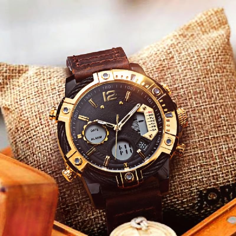 🔥Multifunctional Dual Display 3ATM Waterproof Men's Quartz Sports Watch