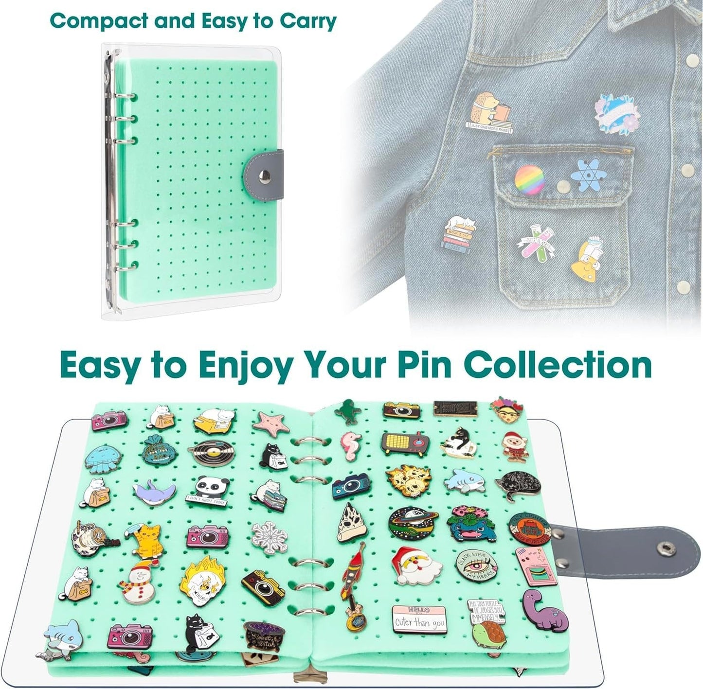 📌8 Pages Clear Felt Pin Display Book