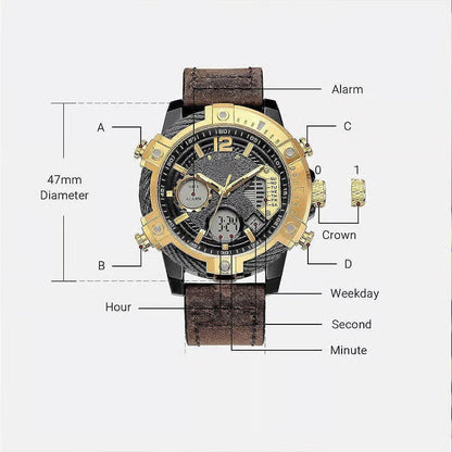 🔥Multifunctional Dual Display 3ATM Waterproof Men's Quartz Sports Watch