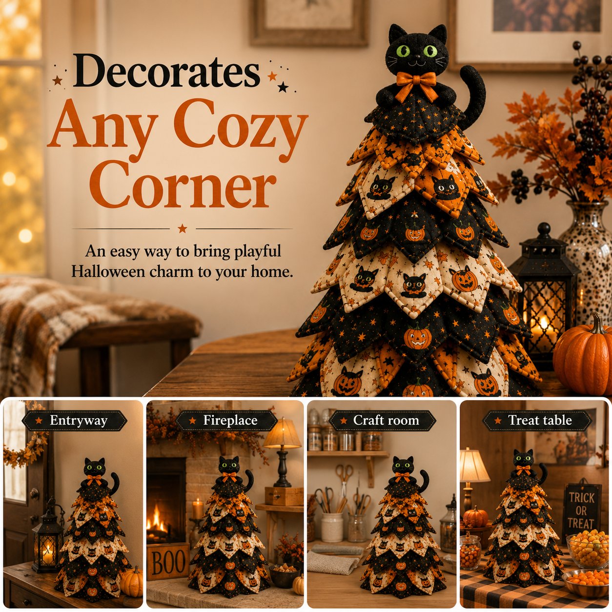 🔥LAST DAY 50% OFF - 🎃 DIY Halloween Quilted Fabric Tree Kit – Easy Layered Fabric Holiday Décor for Quilting Lovers(📦Buy 2 Free Shipping)