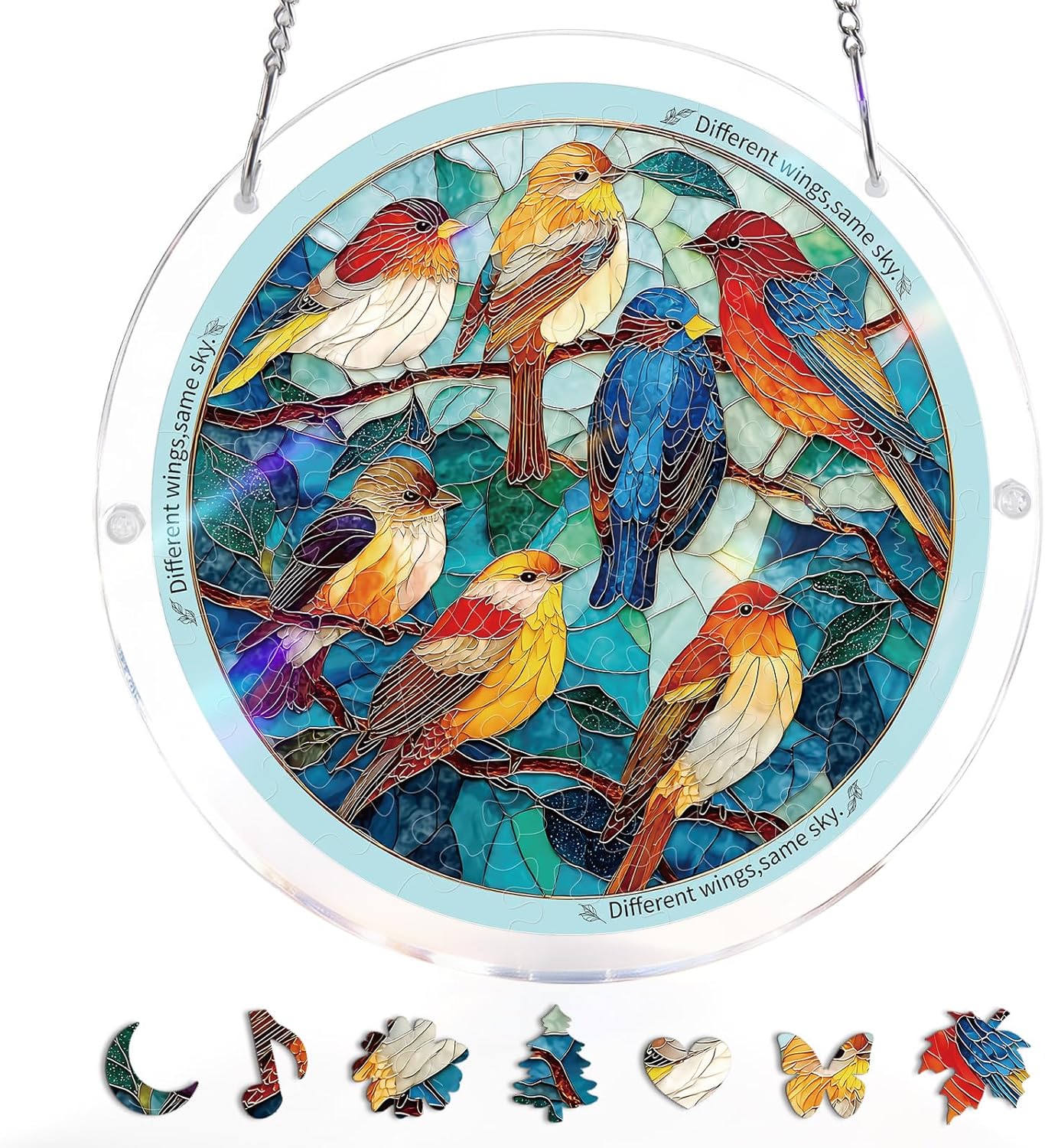 🧩Acrylic Jigsaw Puzzle Suncatcher - Glowing Feather Haven