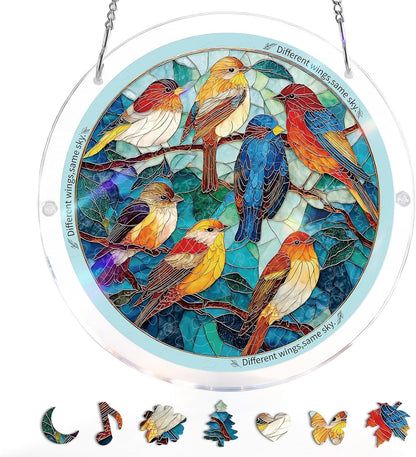 🧩Acrylic Jigsaw Puzzle Suncatcher - Glowing Feather Haven