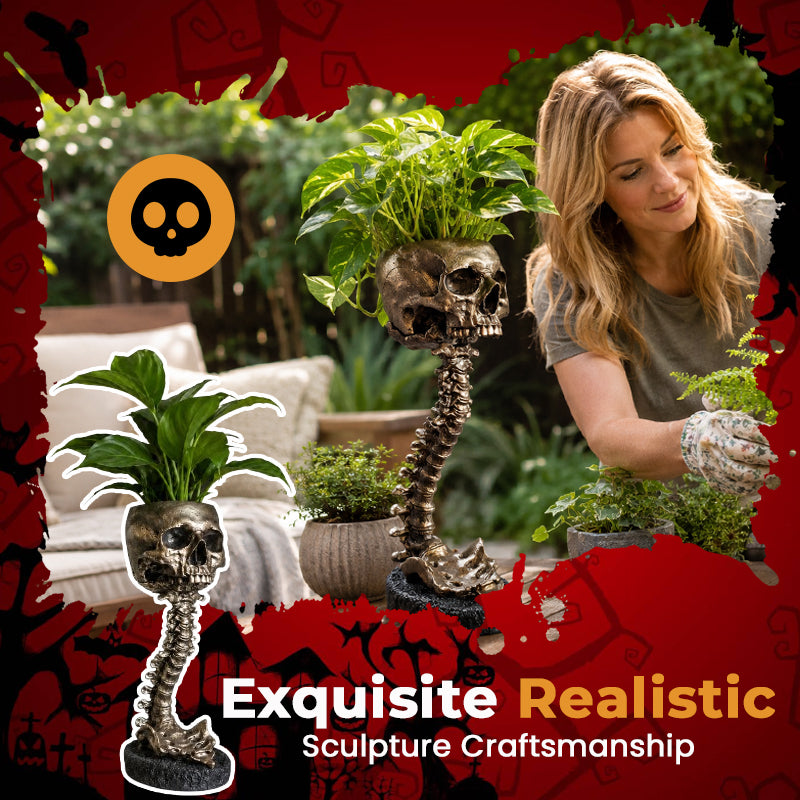 💀🖤Gothic Skull Planter And Skeleton Vase Spooky Home Decor