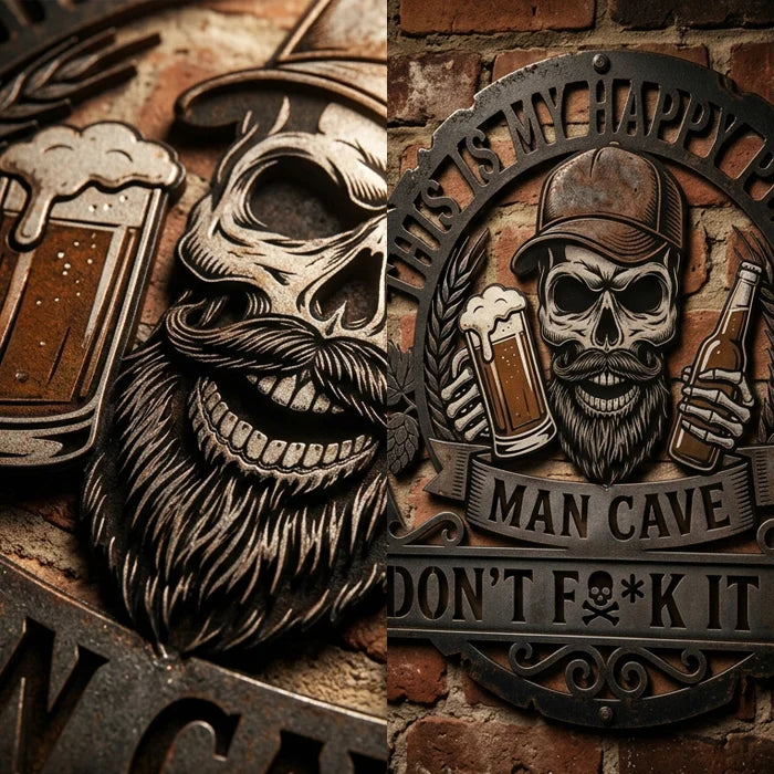 💀🍺Funny Skull Man Cave Metal Wall Sign