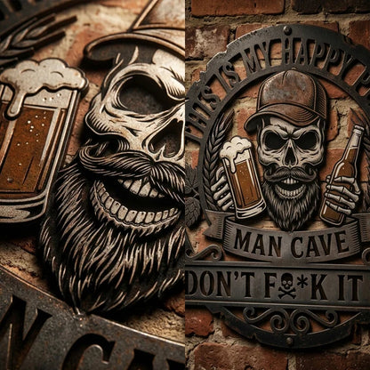 💀🍺Funny Skull Man Cave Metal Wall Sign