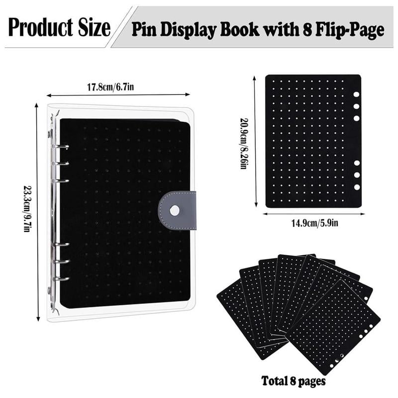 📌8 Pages Clear Felt Pin Display Book