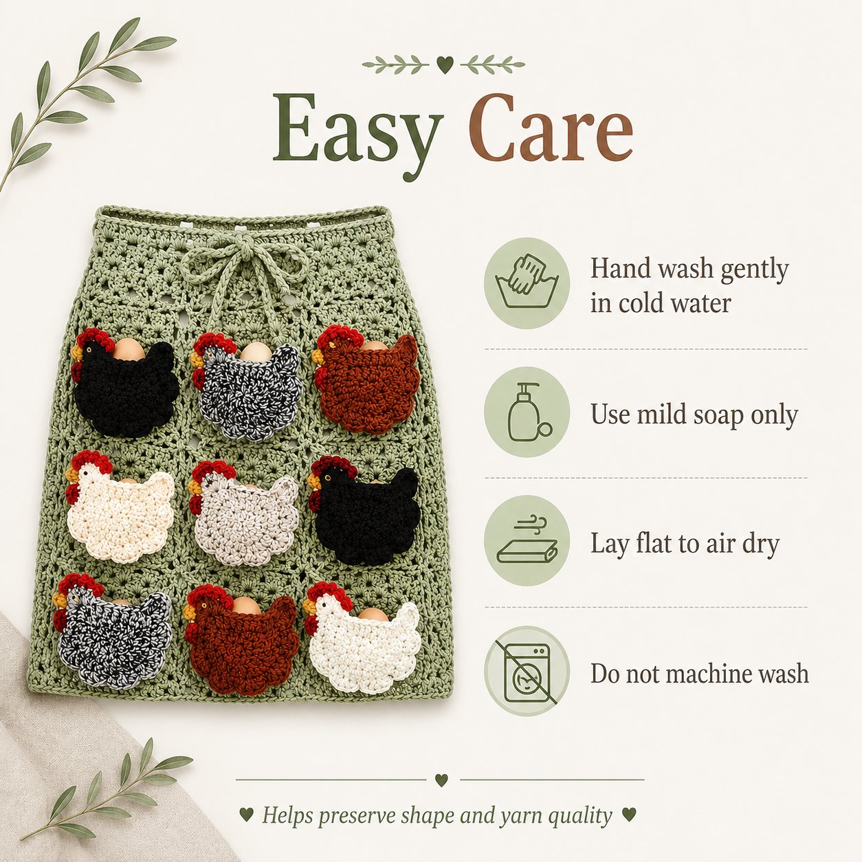 🐔Handmade Crochet Chicken Egg Collecting Apron🥚🎁