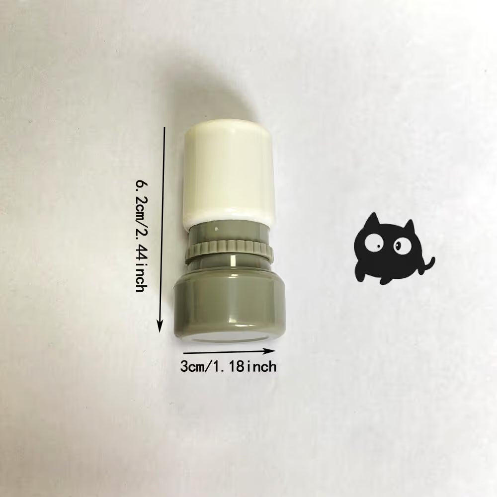 Cat Pattern Stamp, 5 Counts/set Round Self-inking Stamp