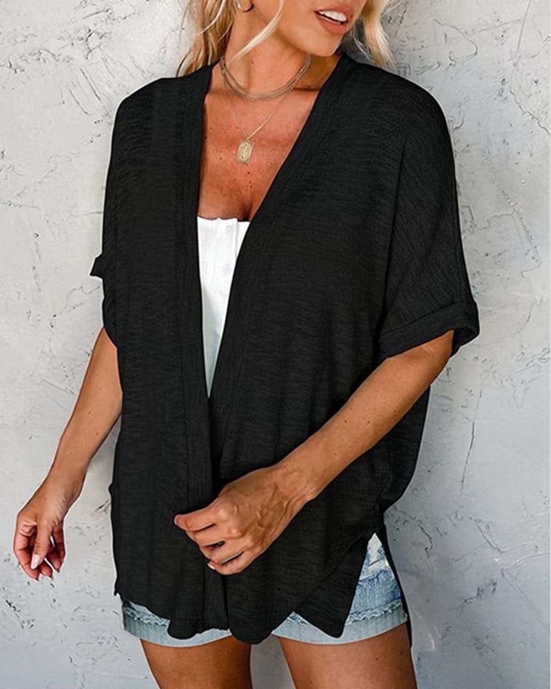 Short Sleeve Casual Solid Coat
