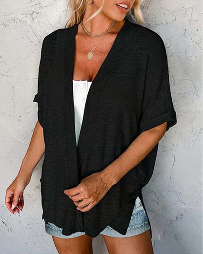 Short Sleeve Casual Solid Coat