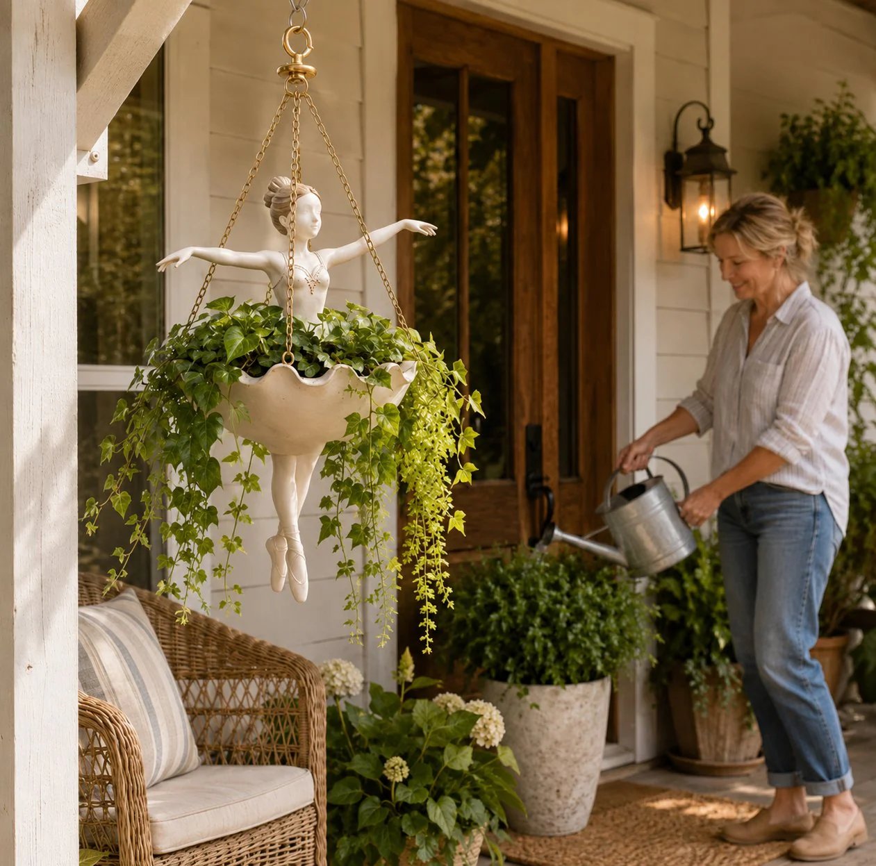 💃 Ballet Dancer Hanging Planter– 🌿Elegant Garden Decor for Porch & Patio