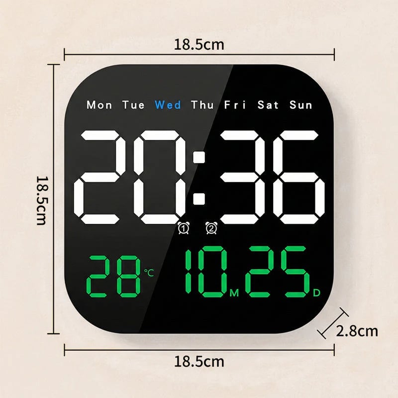 49% OFF ⏰ Modern Multifunctional Digital Clock ✅ Remote Control Adjustable Brightness | Wall Mount/Desk Stand Clock with Date & Temperature