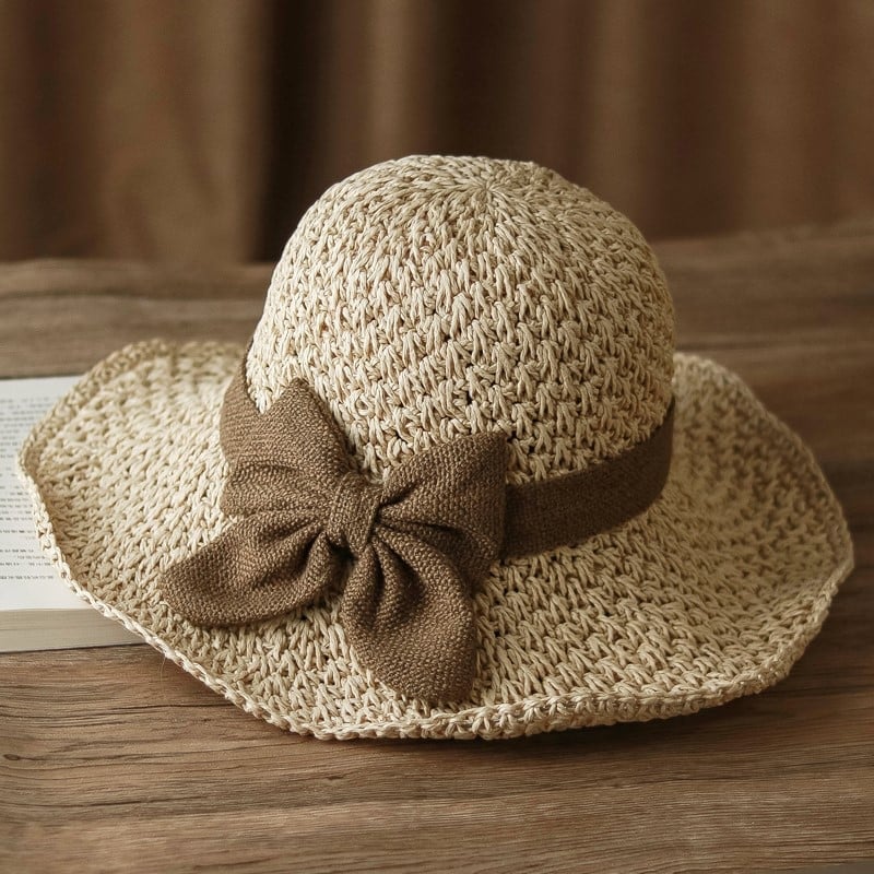 ✨Straw Hat with Retro Bow – Foldable & Breathable for Summer