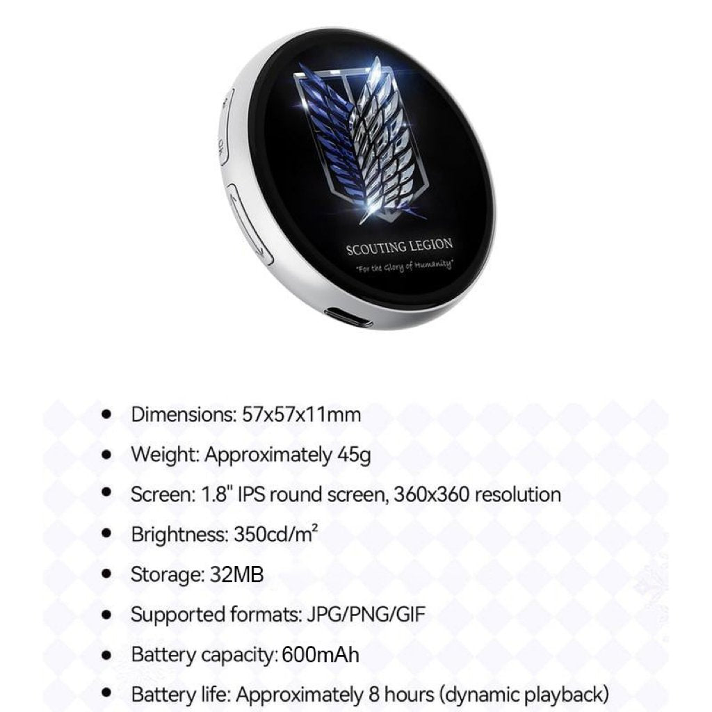 🔥Digital Badge Photo Video GIF Display Screen Pins Pixel Touchscreen Lightweight 500mAh