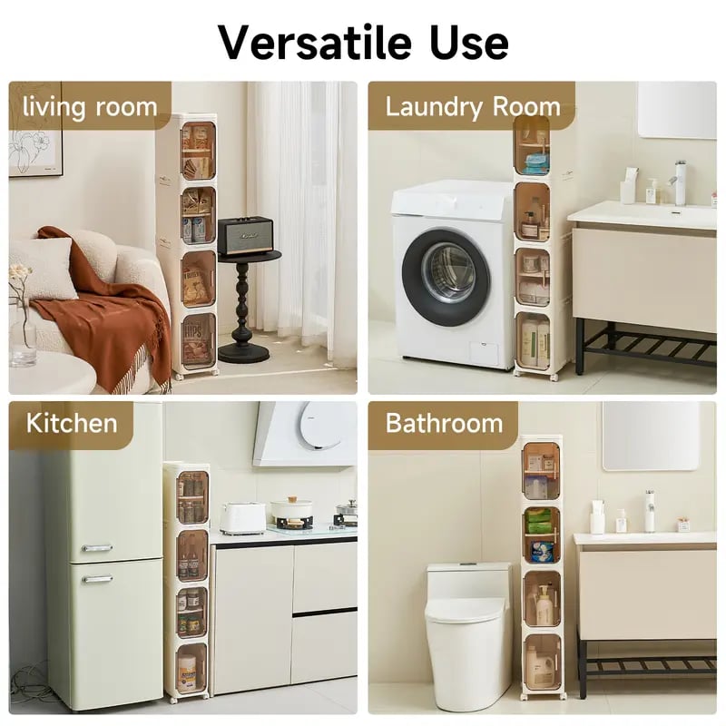 4-Tier Slim Plastic Storage Cabinet