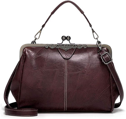 💼2026 New Kattee Elegant Waterproof Women’s Leather Kiss-Lock Tote Handbag