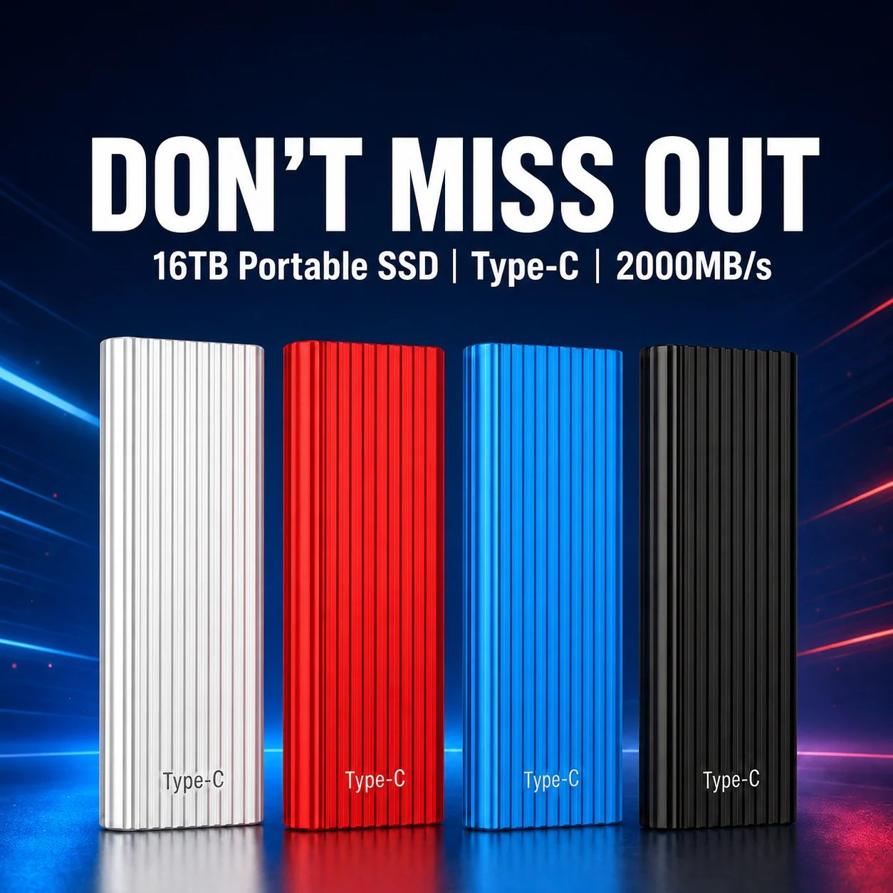 16TB Large-Capacity Type-C Portable Mini SSD