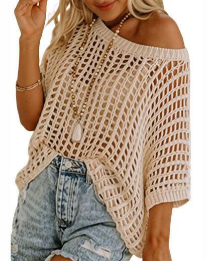Five-Sleeve Openwork Beach Cover-up
