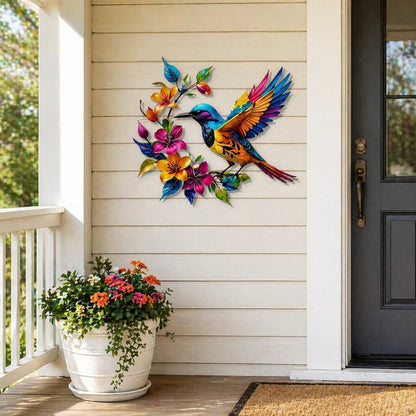 ✨Hummingbird Bloom Floral Metal Wall Art