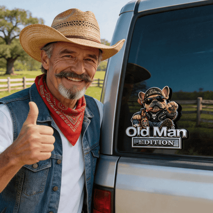 🚗 Funny Old Man Edition Vehicle Badge — Chrome Metal Emblem, Perfect Father's Day & Birthday Gift for Dad, Grandpa, Husband, Truck & SUV Owners