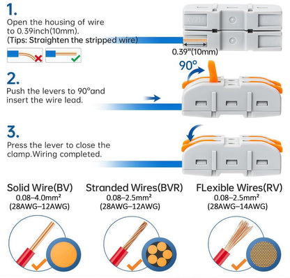Universal Quick Lever Electrical Wire Connectors (24-12 AWG) Assortment