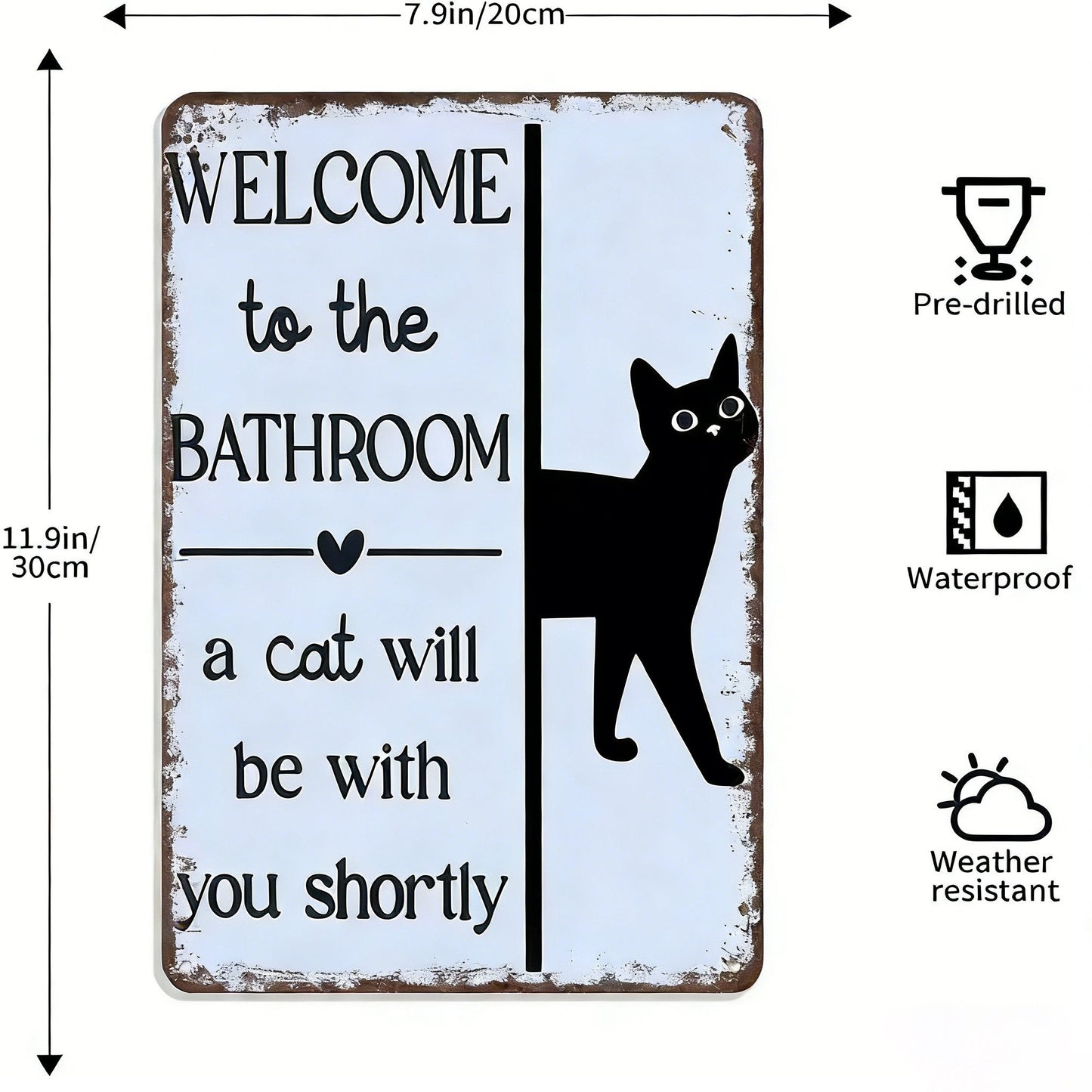 Vintage Black & White Cat Wall Art