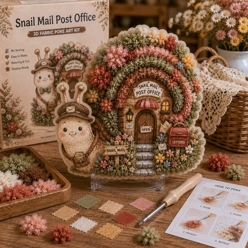 🍄 Whimsical Village 3D Fabric Poke Art Kit