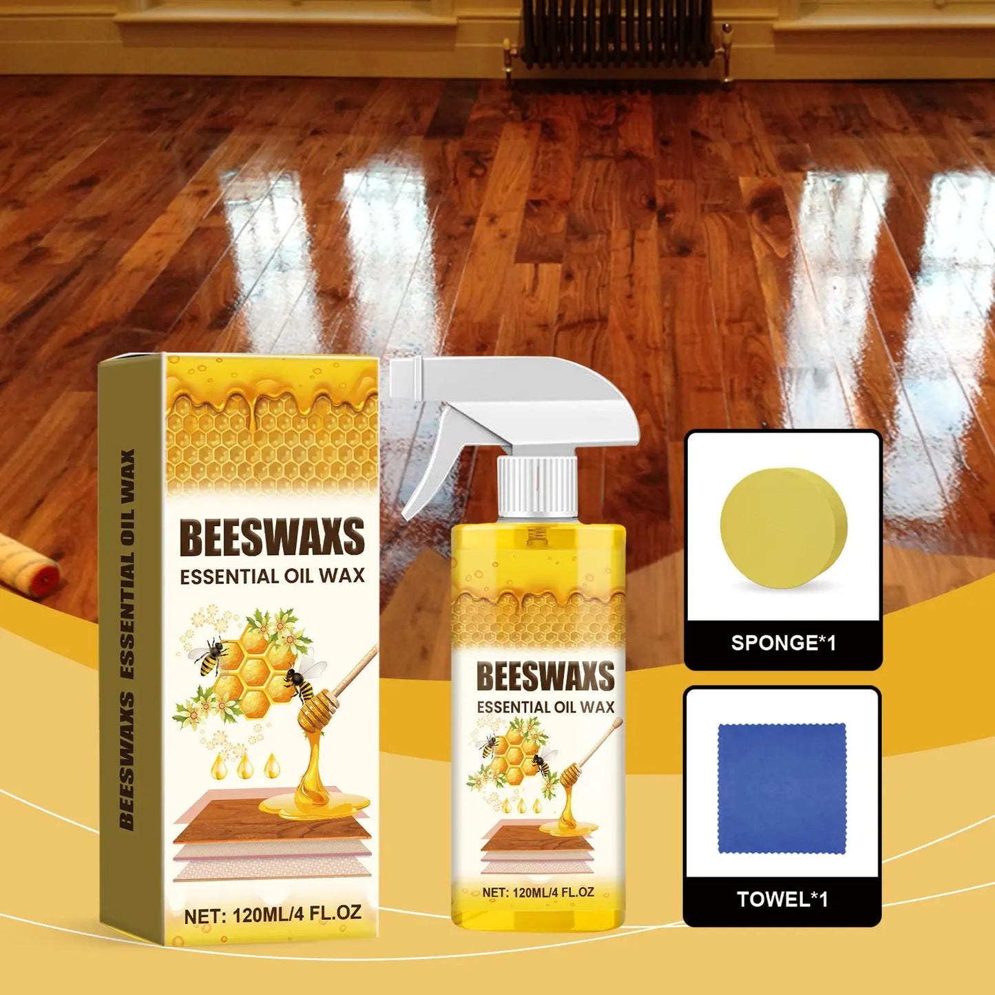 🪵Beeswax Wood Polish Spray 120ml | Natural Shine & Protection for Furniture, Floors, Cabinets – Non-Greasy, Anti-Dust Finish