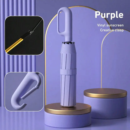 Portable Automatic Folding Umbrella, Windproof Waterproof with Loop Buckle