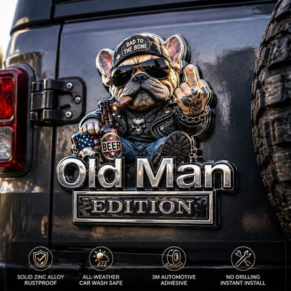 🚗 Funny Old Man Edition Vehicle Badge — Chrome Metal Emblem, Perfect Father's Day & Birthday Gift for Dad, Grandpa, Husband, Truck & SUV Owners