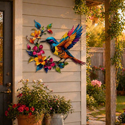 ✨Hummingbird Bloom Floral Metal Wall Art