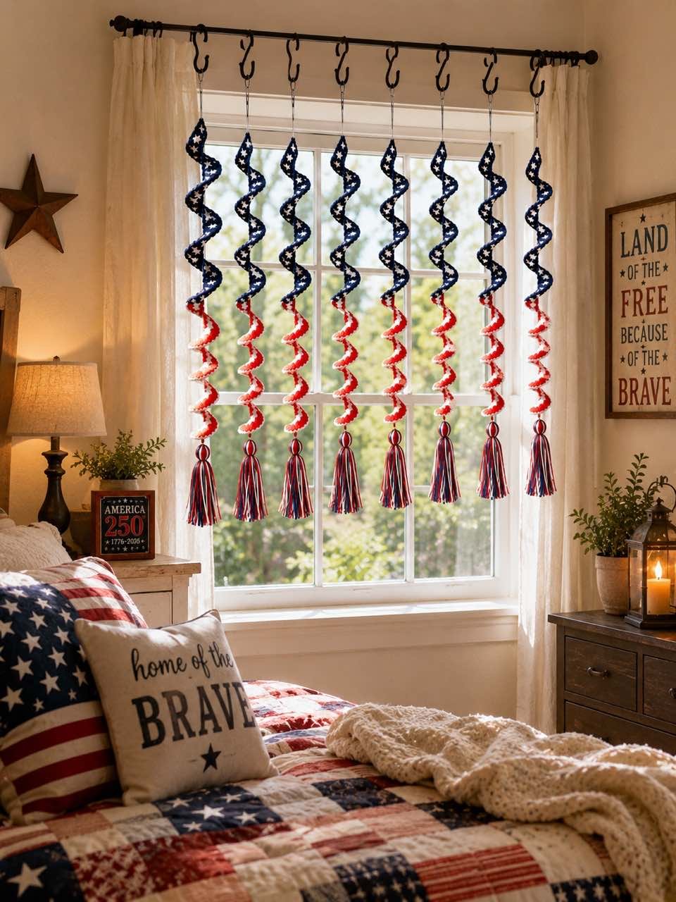 🎊🎐 Handmade Patriotic Spiral Wind Spinner 🧶