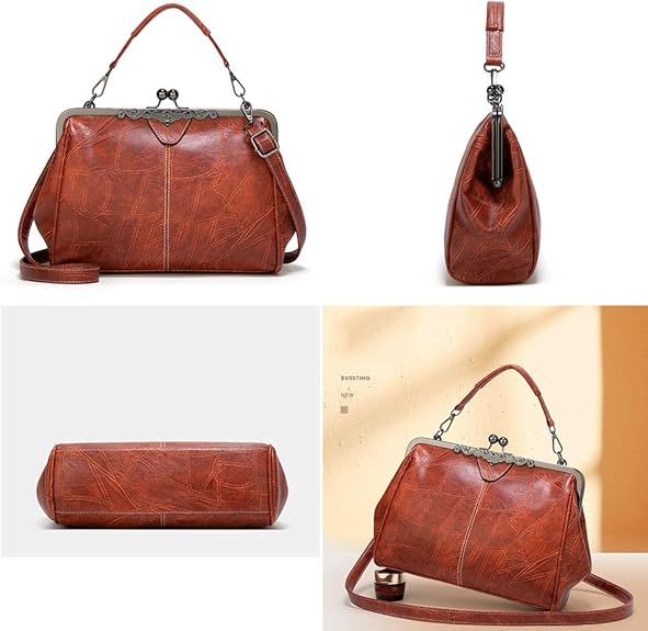 💼2026 New Kattee Elegant Waterproof Women’s Leather Kiss-Lock Tote Handbag