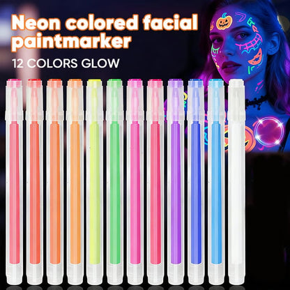 UV Neon Face Paint Markers 12 Colors