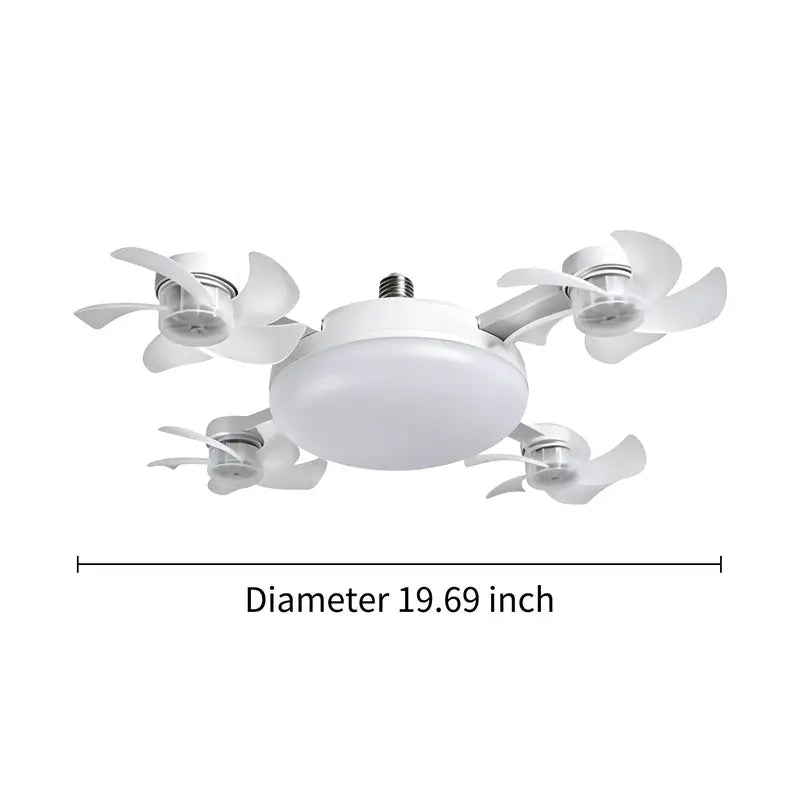 🌀E26/E27 Socket Ceiling Fan Light – 2-in-1 LED Light & Quiet Fan with Remote Control