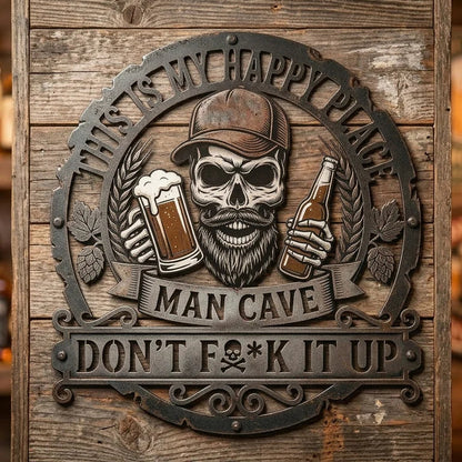 💀🍺Funny Skull Man Cave Metal Wall Sign