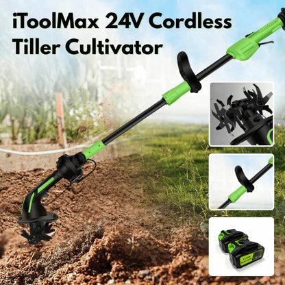 Dailyard™ Multifunctional 2-in-1 Cordless Tiller & Cultivator with Telescopic Pole