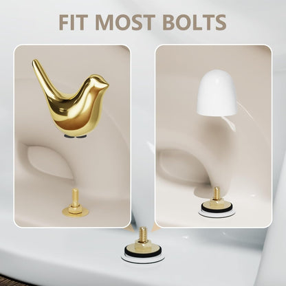 2Packs Ceramic Gold Birds Toilet Bolt Caps & 4Packs Universal Toilet Bolt Covers