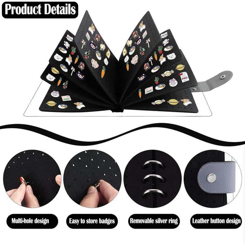 📌8 Pages Clear Felt Pin Display Book