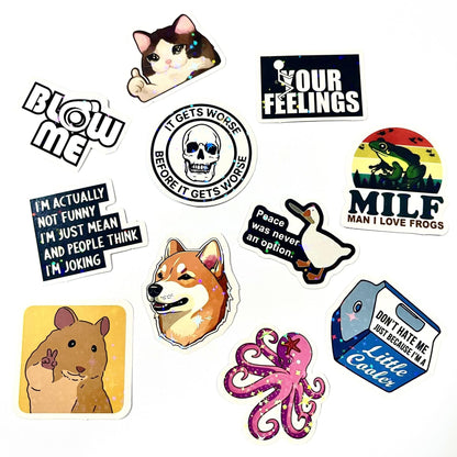 🔥130 Pcs Sarcastic and Funny Saying Stickers Pack-✨2026 New Razer Style✨