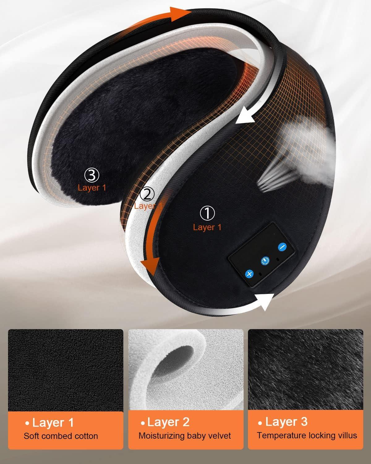 Bluetooth Headphones Earmuffs, ✨Built-in HD Speakers and Microphone for Biking Running