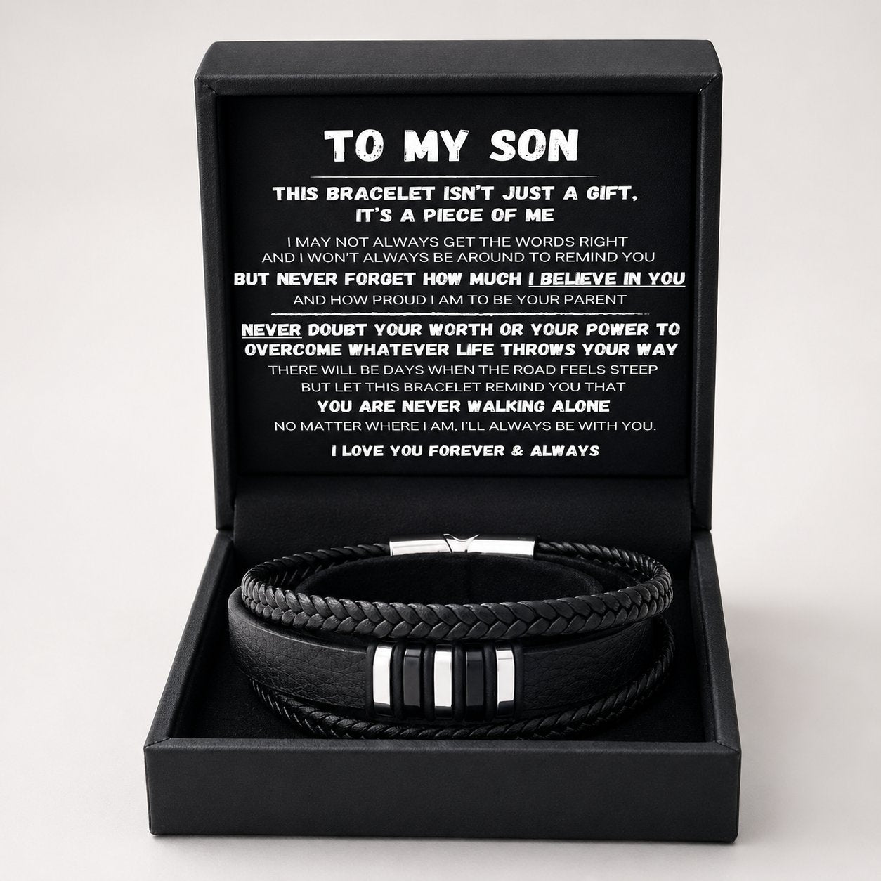 🖤To My Son — Never Walk Alone Braided Bracelet Set