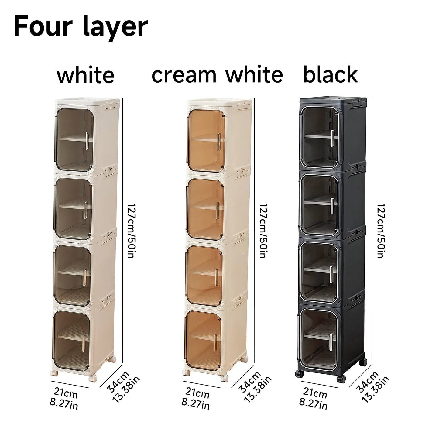 4-Tier Slim Plastic Storage Cabinet