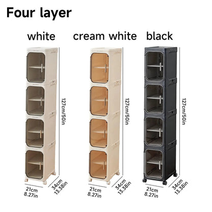 4-Tier Slim Plastic Storage Cabinet