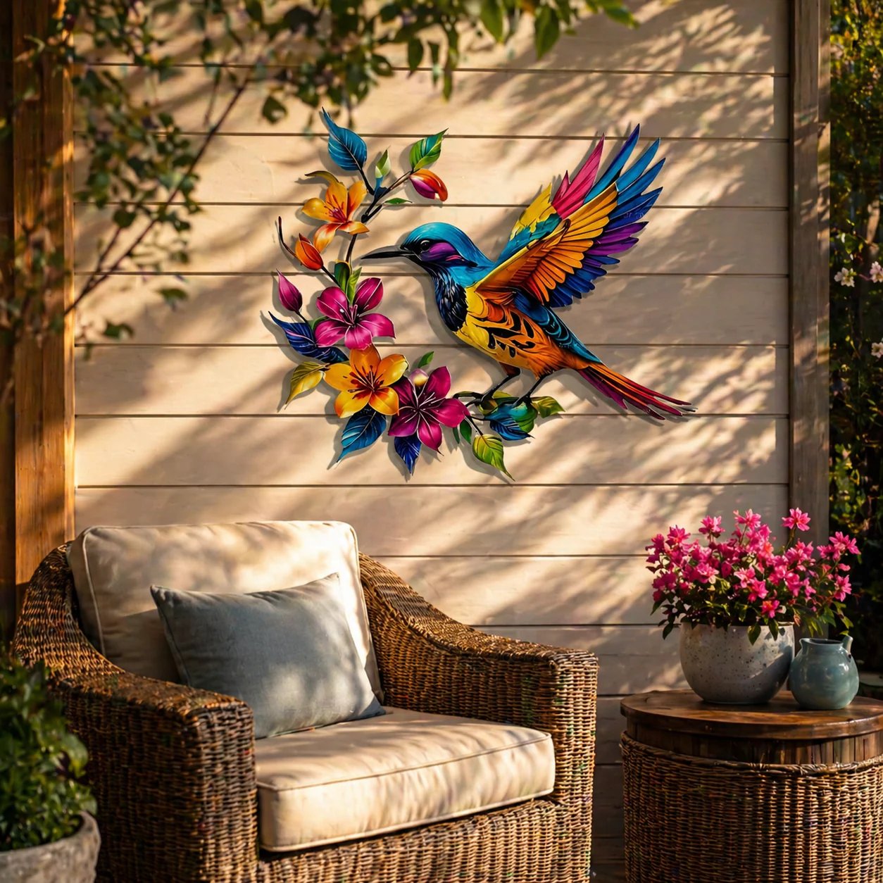✨Hummingbird Bloom Floral Metal Wall Art