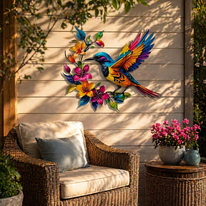 ✨Hummingbird Bloom Floral Metal Wall Art