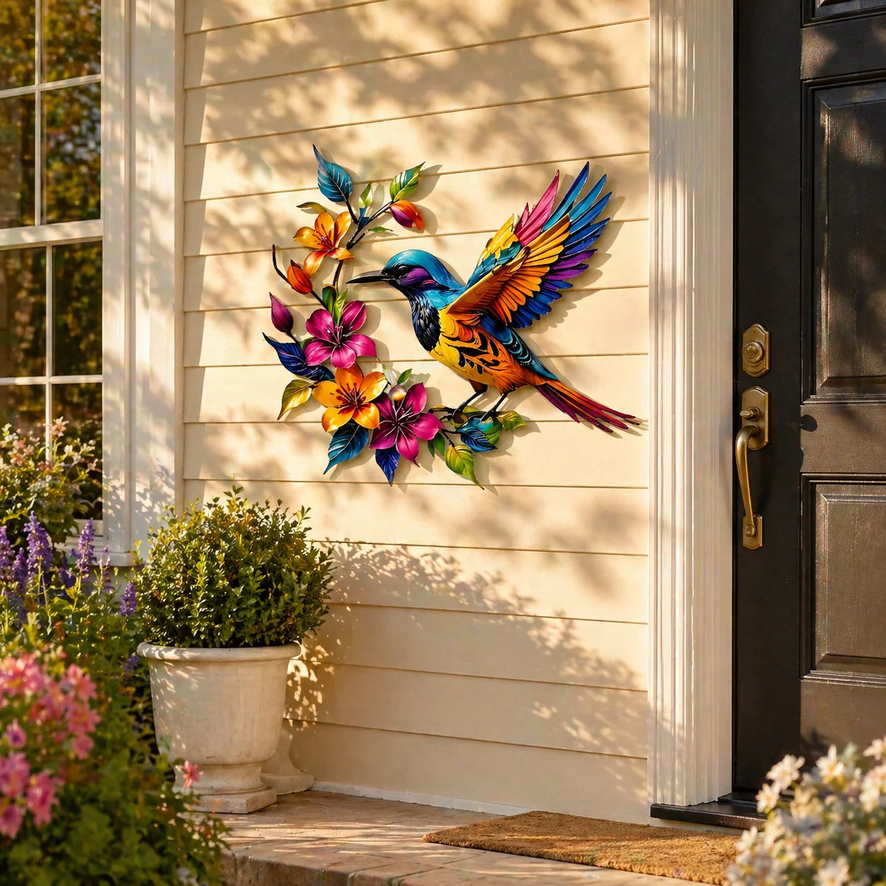 ✨Hummingbird Bloom Floral Metal Wall Art