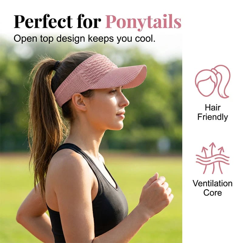 🔥Women’s High Ponytail Visor Hat 🧢 Breathable, Open-Top UV400 Protection ☀️Perfect for Running, Hiking, Beach Days & Everyday “That Girl” Style 💁‍♀️✨