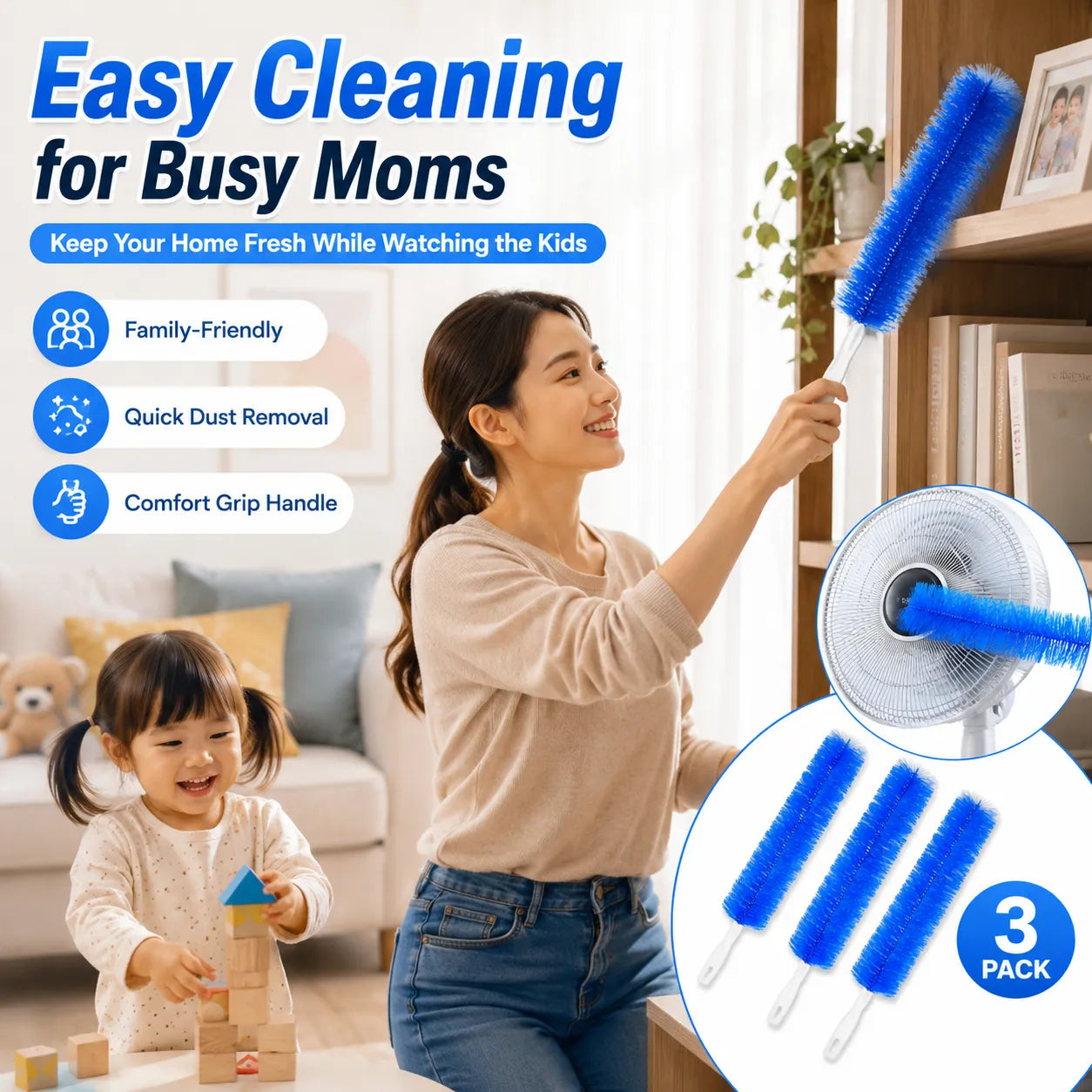 Bendable Microfiber Head,Reusable Dust Remover