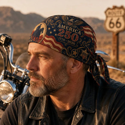 🔥LIMITED AMERICA 250 DESIGN — Cycling Pirate Hat / Biker Headwrap (Adjustable tie-back fit)